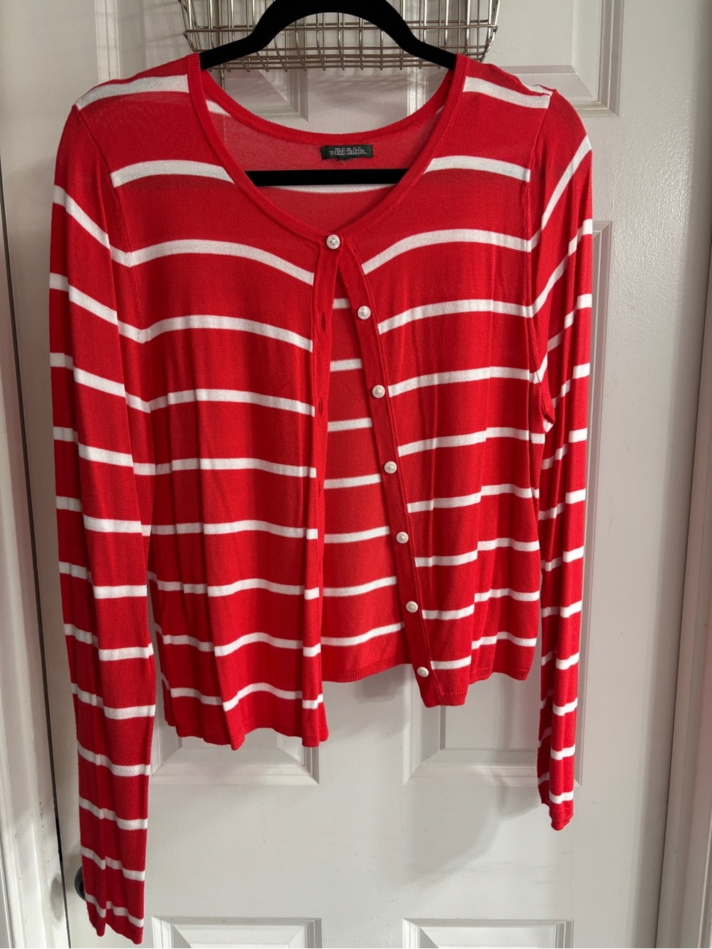 wild fable Red and White Striped Button-Front Cardigan